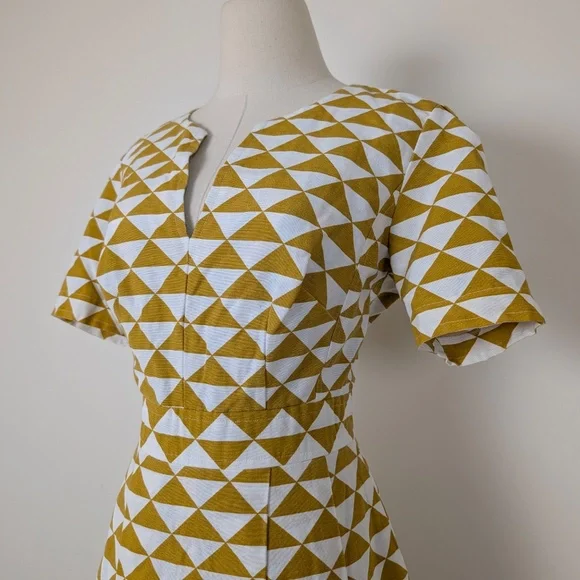 Geometric Mini Dress Circle Skirt Short Sleeve Fit Flare - Picture 10 of 16